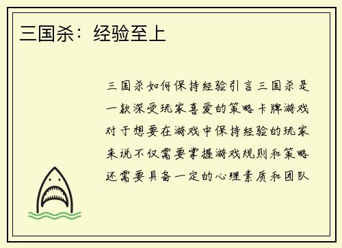 三国杀：经验至上